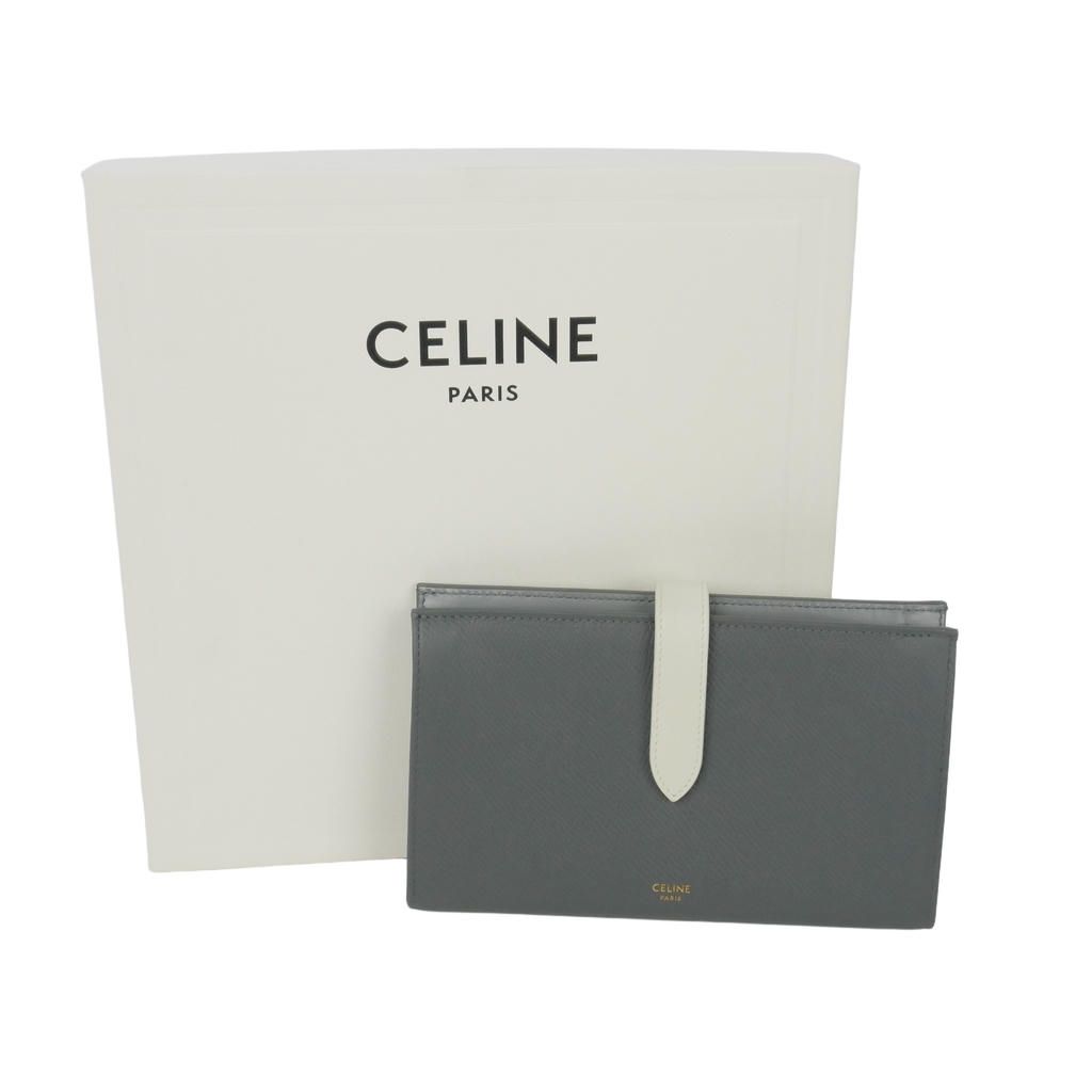 Celine Large Strap Wallet Bifold Logo Foiing Gray — view 7