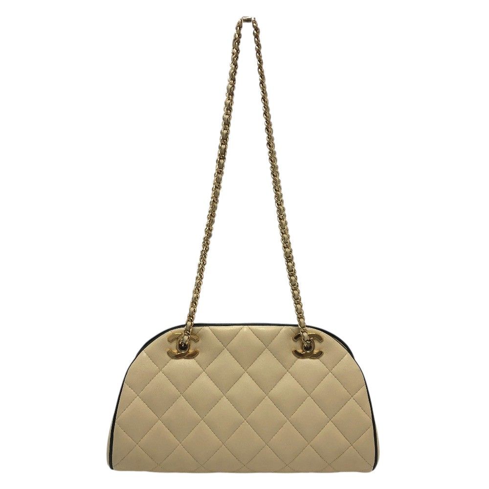 Chanel Shoulder Bag Chain Clutch Lambskin Beige — view 2