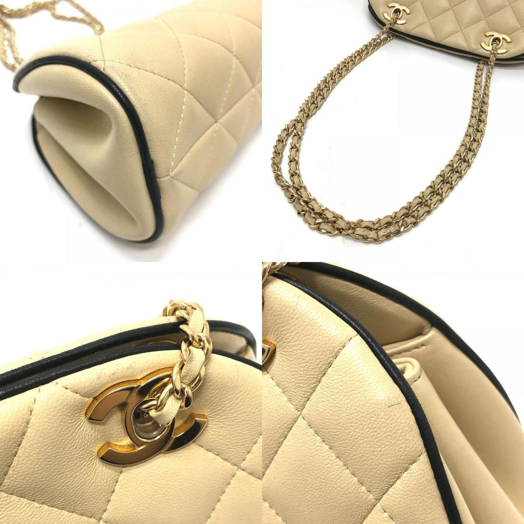 Chanel Shoulder Bag Chain Clutch Lambskin Beige — view 7