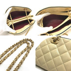 Chanel Shoulder Bag Chain Clutch Lambskin Beige — view 8