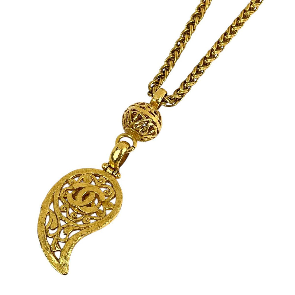 Chanel CC Logo Chain Necklace Long Gold Plated