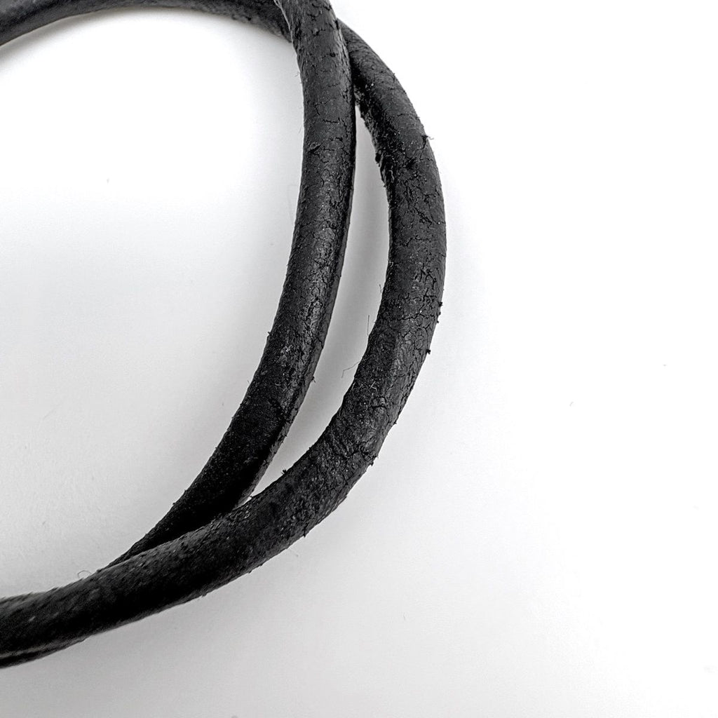 Hermes Viviride Bracelet Double Strand Choker Leather Silver Plated Black — view 4