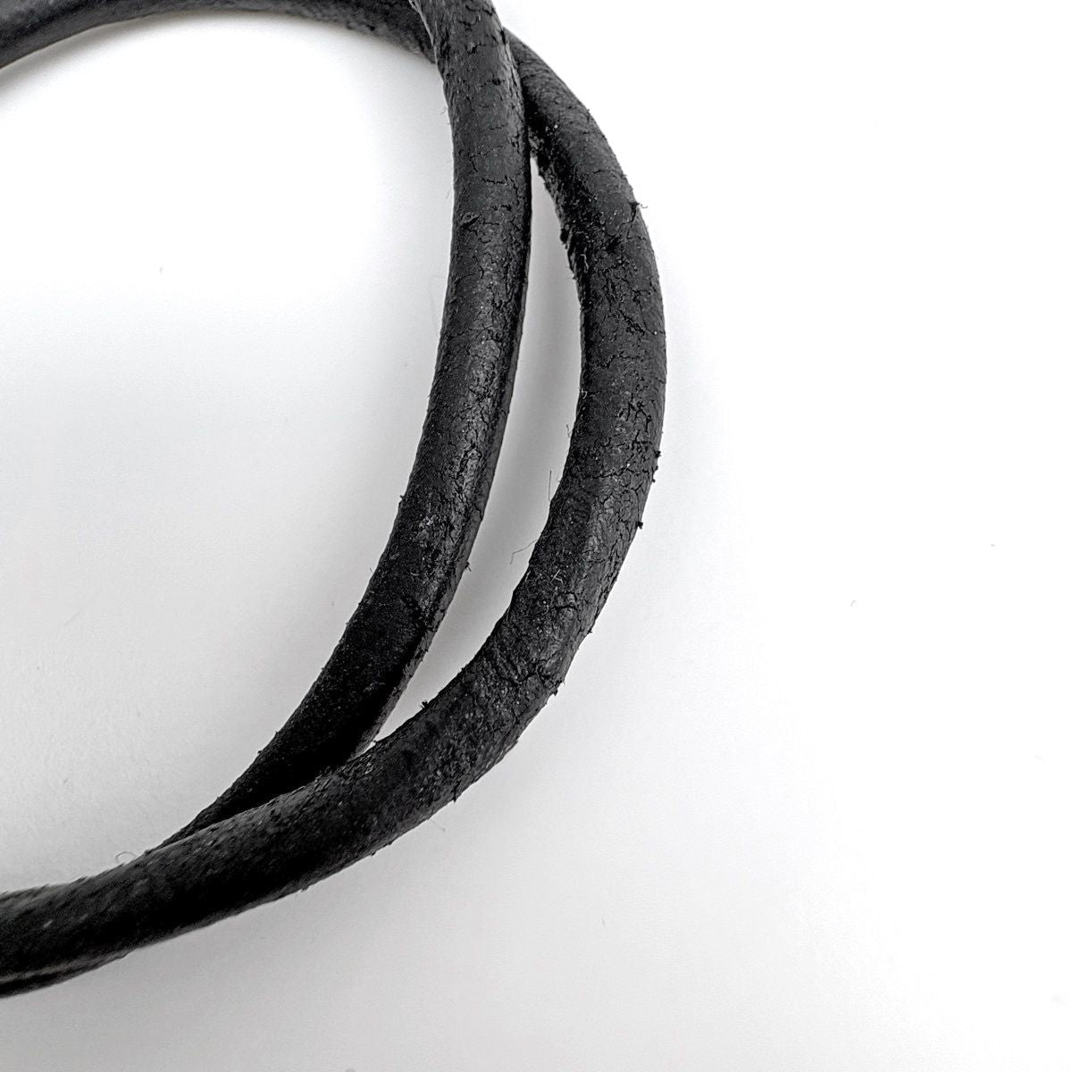 Hermes Viviride Bracelet Double Strand Choker Leather Silver Plated Black — view 4