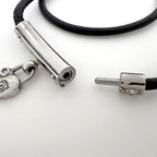 Hermes Viviride Bracelet Double Strand Choker Leather Silver Plated Black — view 2
