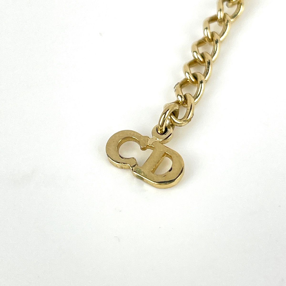 Dior Logo Rhinestone Necklace Gold Plated — view 4
