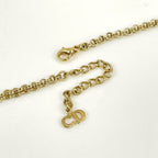 Dior Logo Rhinestone Necklace Gold Plated — view 3