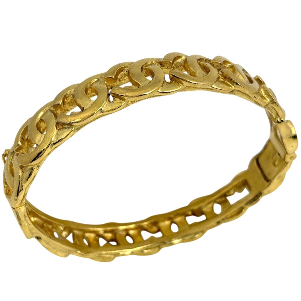 Chanel CC Logo Bangle Gold Plated Bracelet
