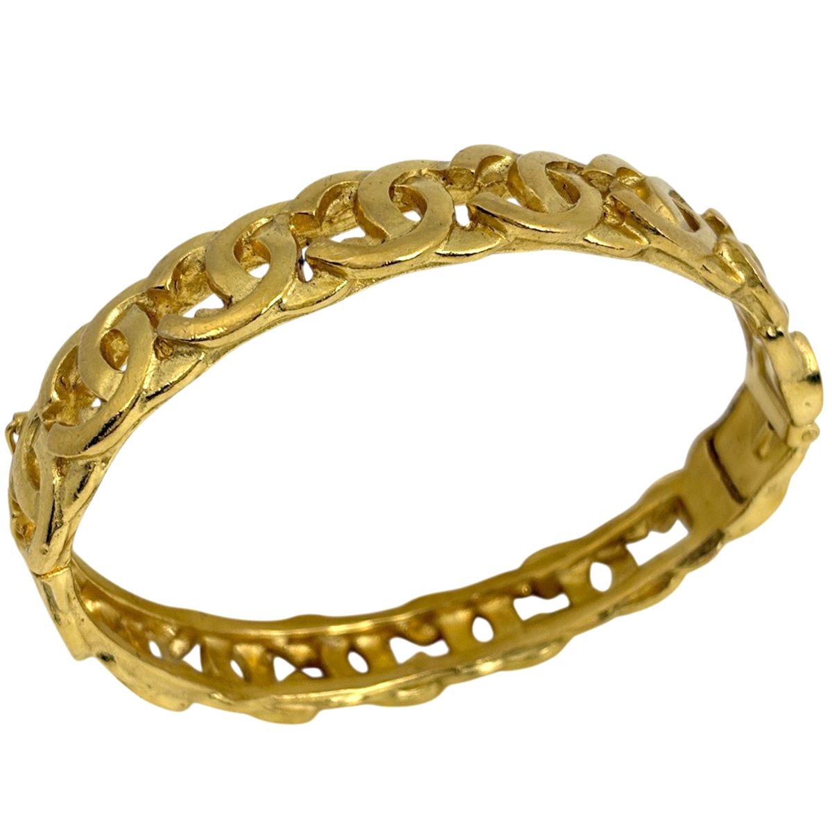 Chanel CC Logo Bangle Gold Plated Bracelet