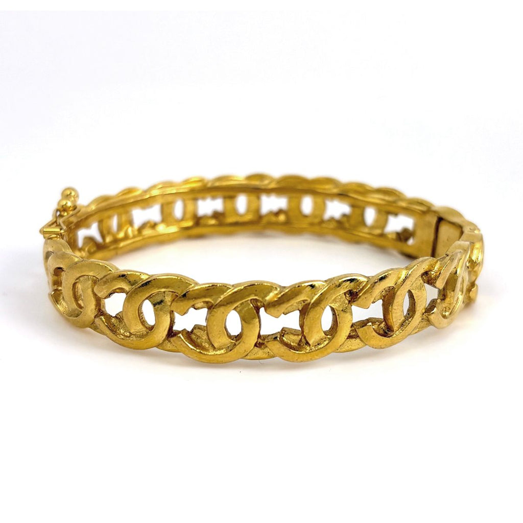 Chanel CC Logo Bangle Gold Plated Bracelet — view 2