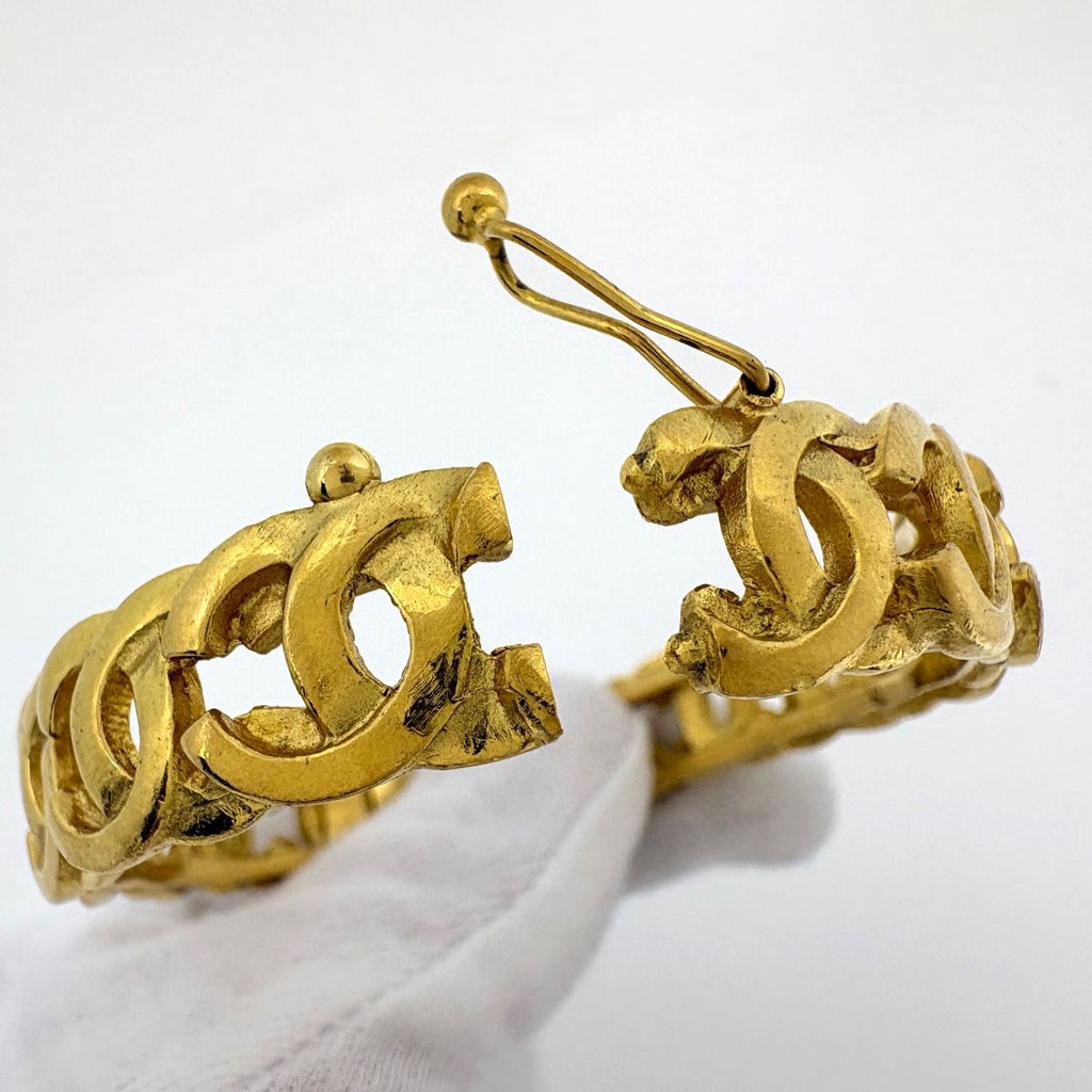 Chanel CC Logo Bangle Gold Plated Bracelet — view 3