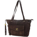 Chanel CC Logo Fringe Tote Suede Brown