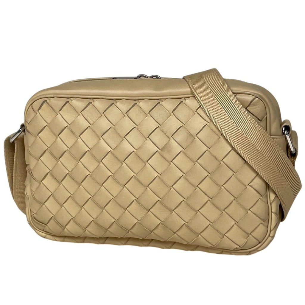 Bottega Veneta Intrecciato Shoulder Bag Leather Beige