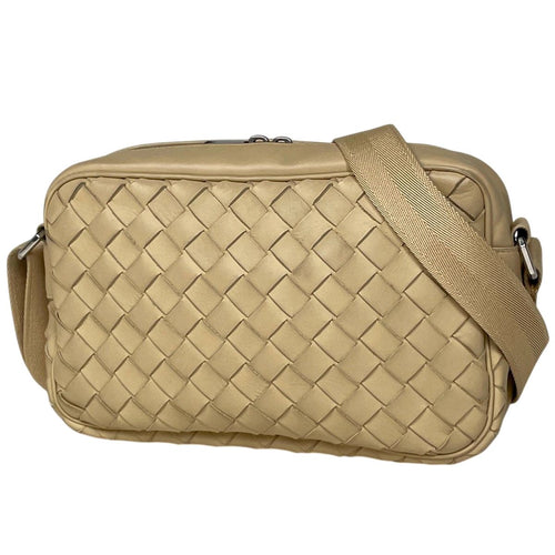 Bottega Veneta Intrecciato Shoulder Bag Leather Beige
