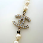 Chanel CC Logo Faux Pearl Necklace Long Gold Plated — view 2