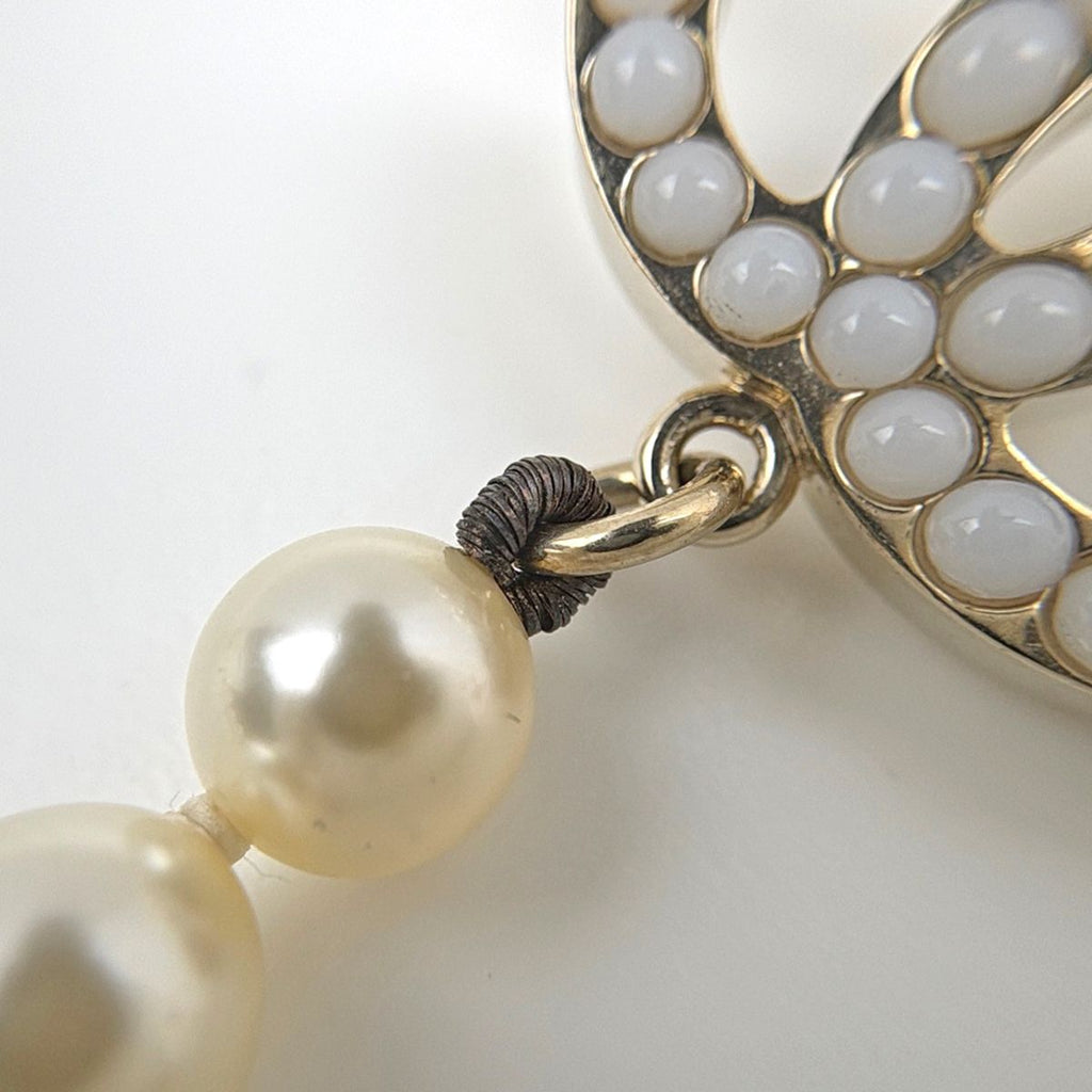 Chanel CC Logo Faux Pearl Necklace Long Gold Plated — view 5