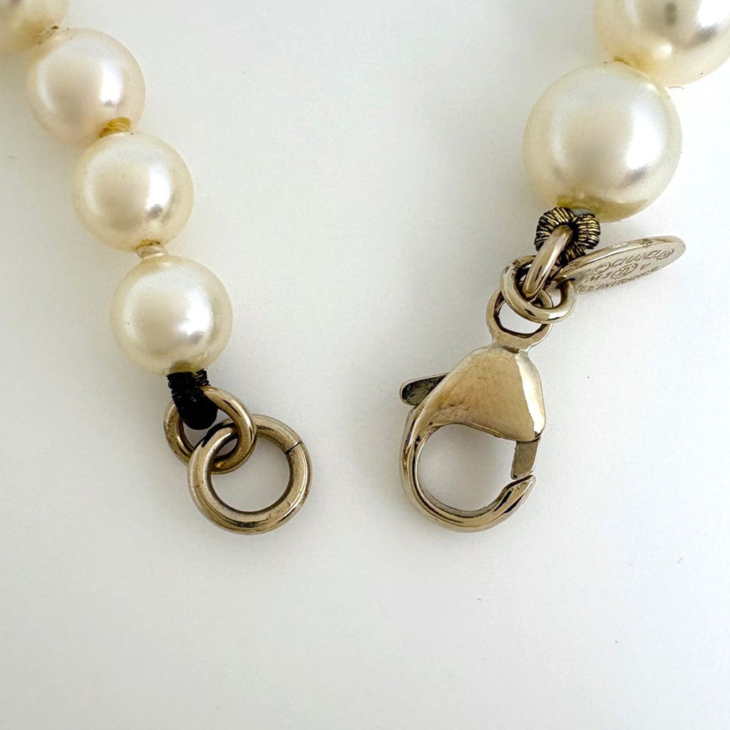 Chanel CC Logo Faux Pearl Necklace Long Gold Plated — view 3