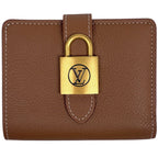 Louis Vuitton Portefeuille Lowkey Compact Padlock Bifold Wallet Leather Cognac