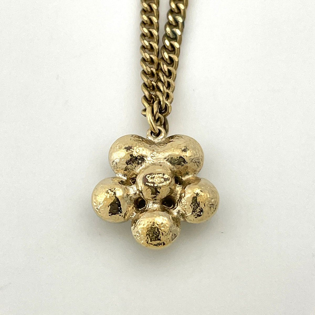 Chanel CC Logo Flower Motif Necklace Color Stone Gripoix Gold Plated Black — view 2
