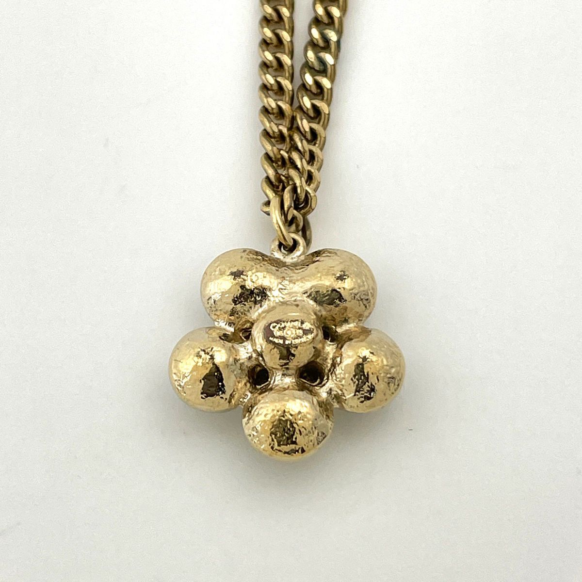 Chanel CC Logo Flower Motif Necklace Color Stone Gripoix Gold Plated Black — view 2