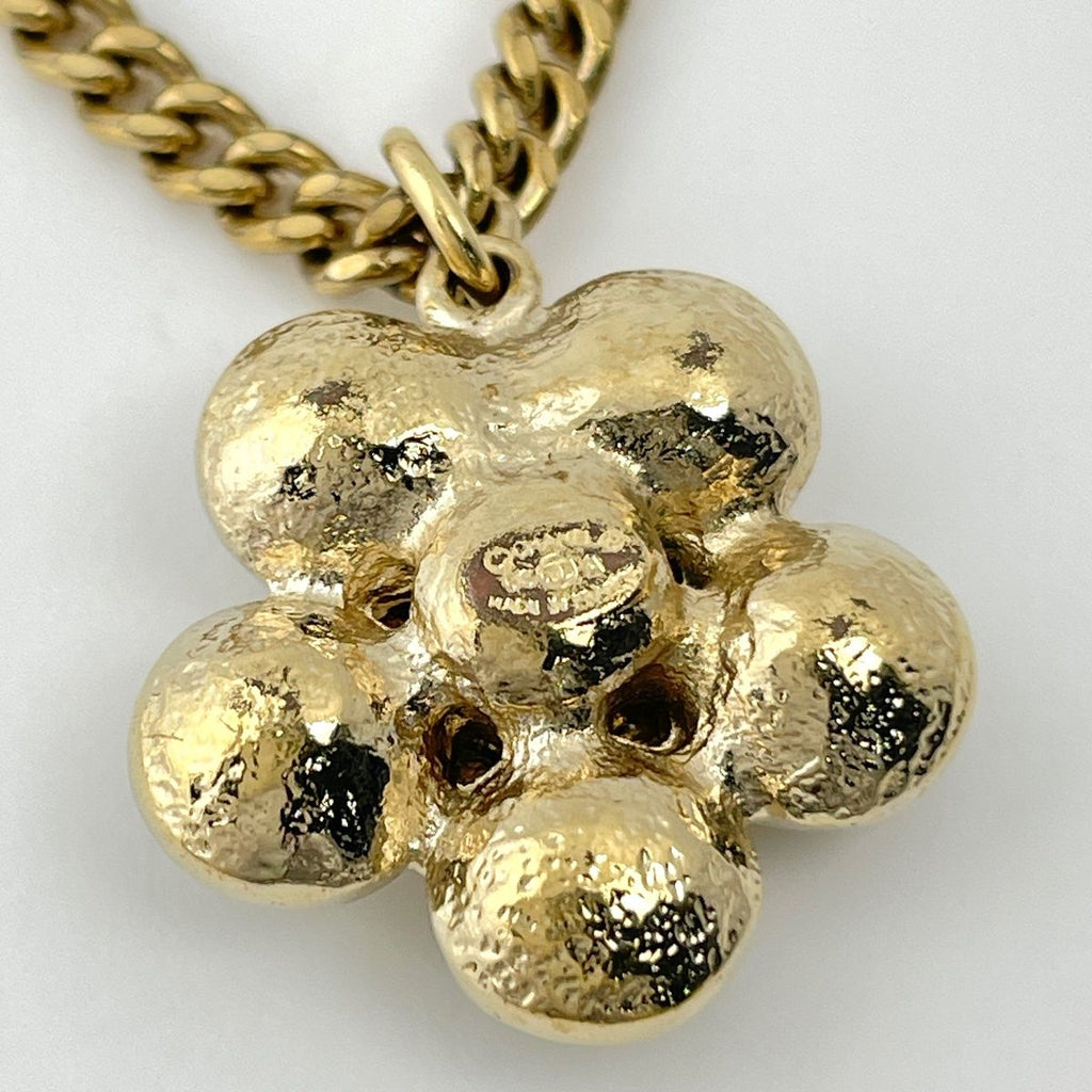 Chanel CC Logo Flower Motif Necklace Color Stone Gripoix Gold Plated Black — view 5