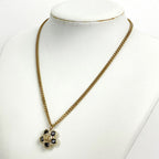 Chanel CC Logo Flower Motif Necklace Color Stone Gripoix Gold Plated Black — view 6