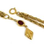 Chanel Logo Color Stone Necklace Double Strand Long Gripoix Gold Plated — view 3