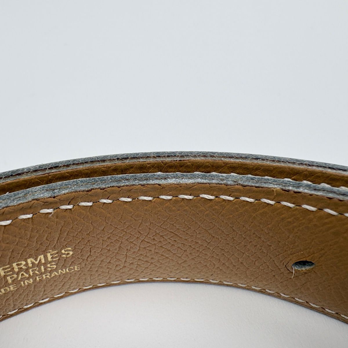 Hermes Constance Reversible Belt Leather White Brown — view 4
