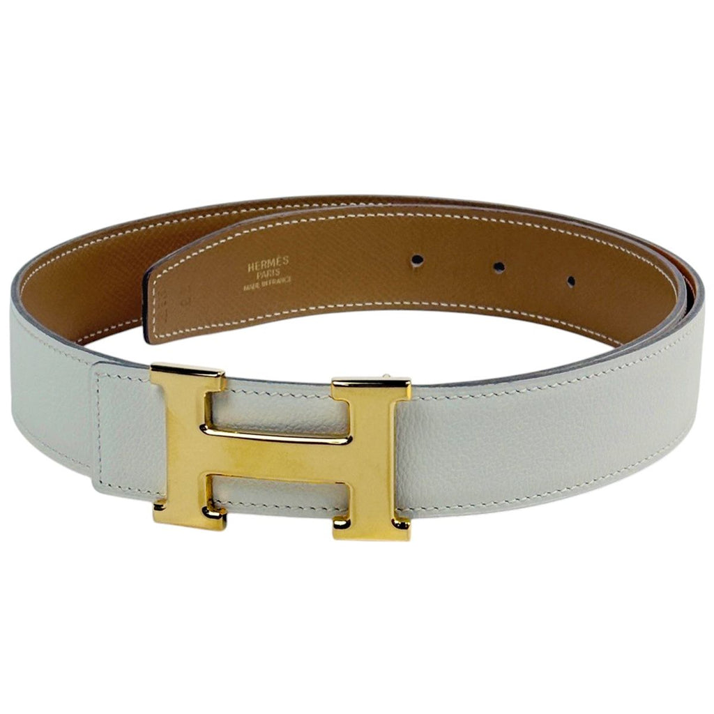 Hermes Constance Reversible Belt Leather White Brown