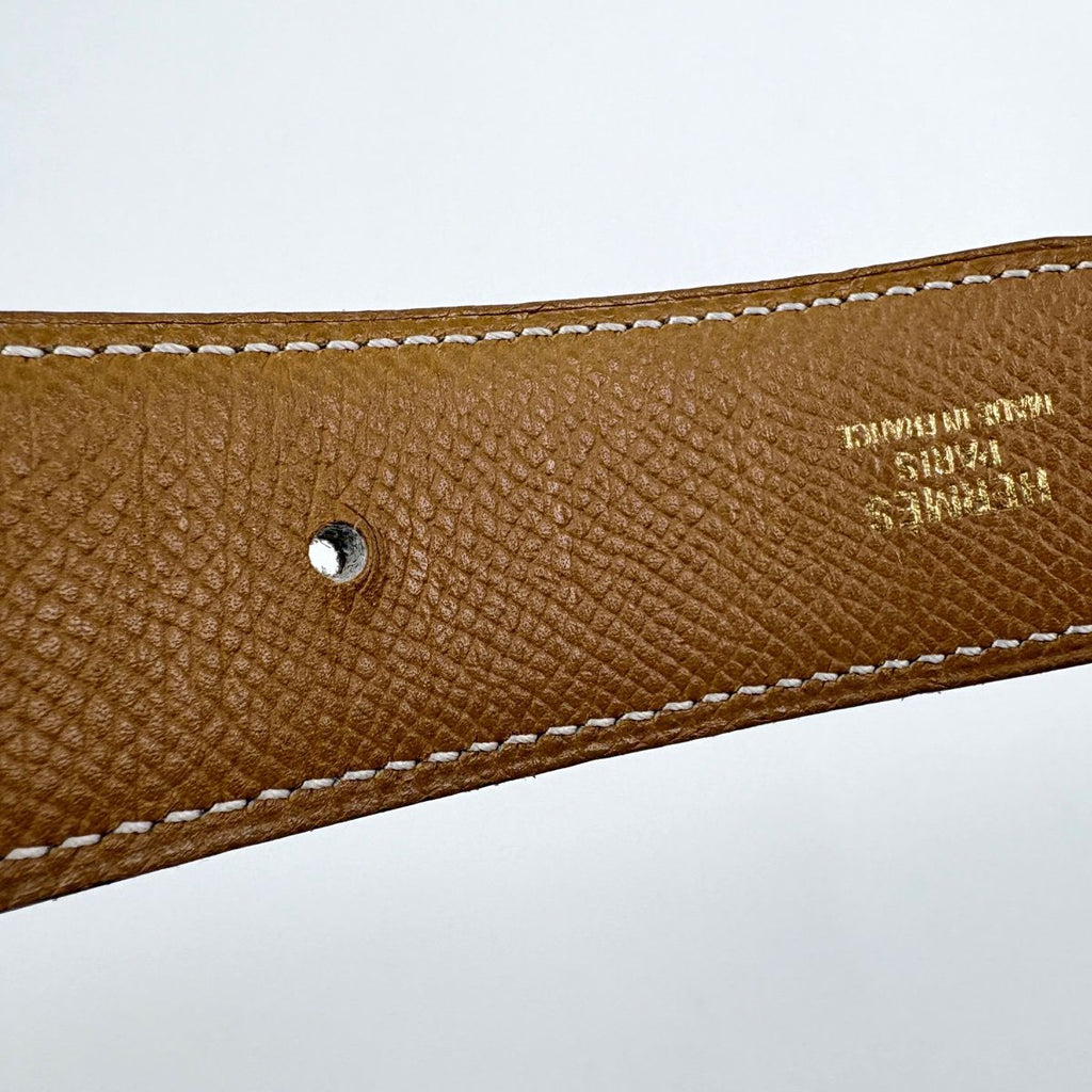 Hermes Constance Reversible Belt Leather White Brown — view 5