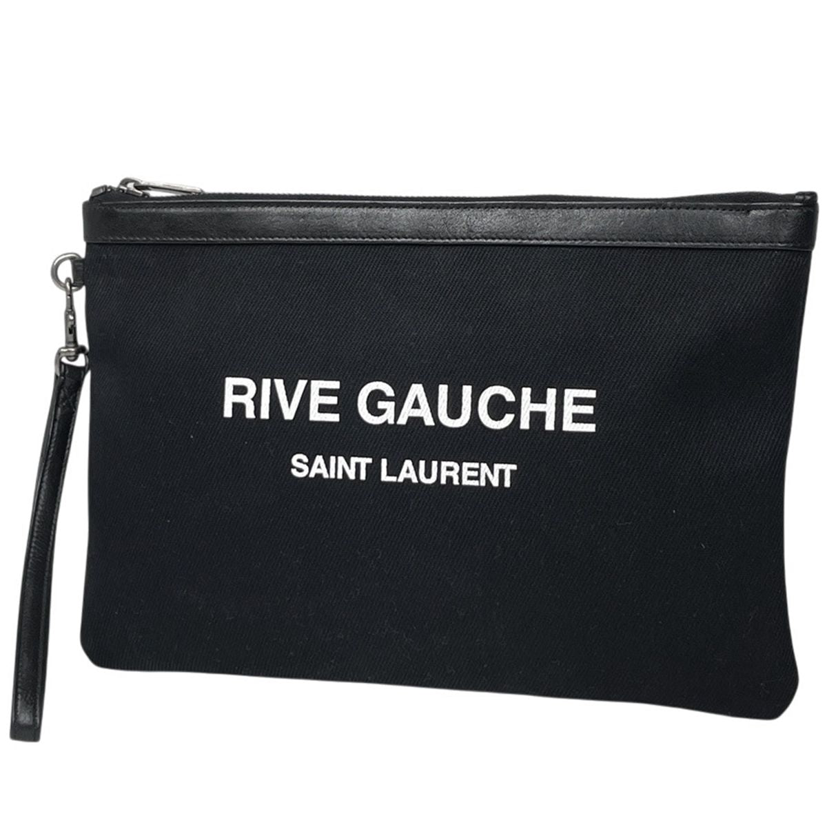 Saint Laurent Rive Gauche Clutch Canvas Black