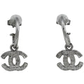 Chanel CC Logo Earrings Swing Silver Plated