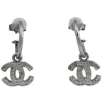 Chanel CC Logo Earrings Swing Silver Plated