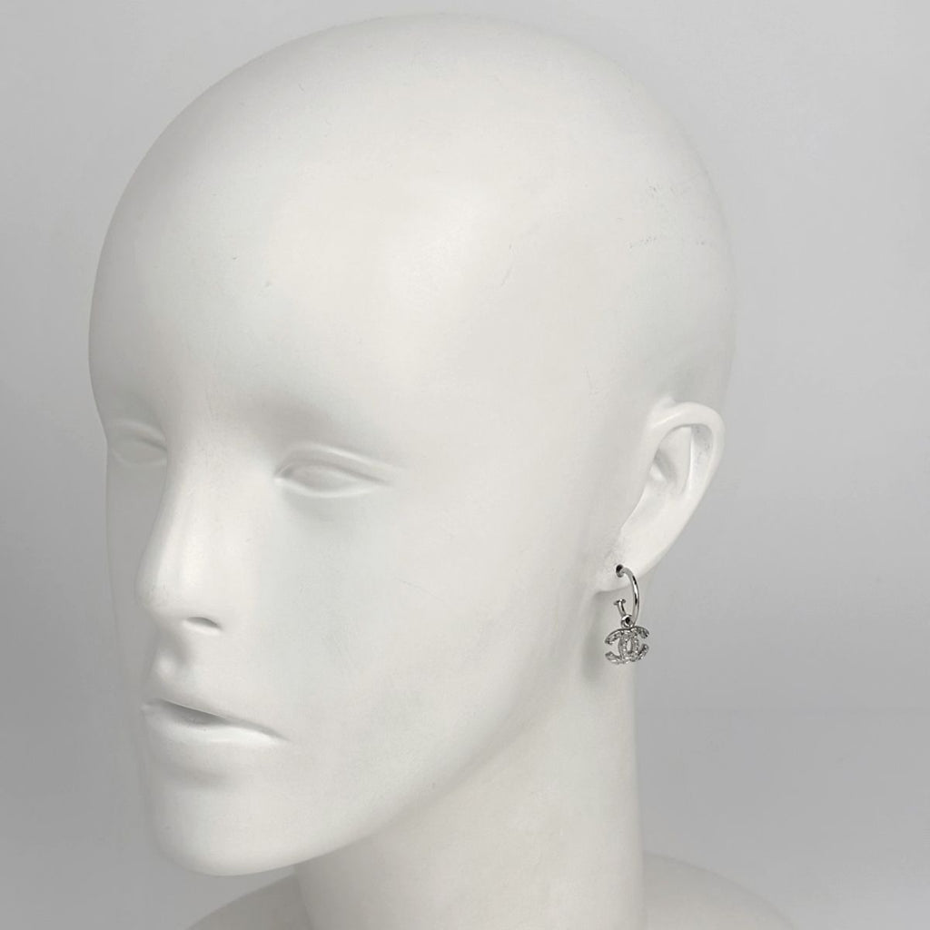Chanel CC Logo Earrings Swing Silver Plated — view 6