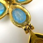 Chanel CC Logo Color Stone Earrings Faux Pearl Gripoix Swing Gold Plated Blue — view 5