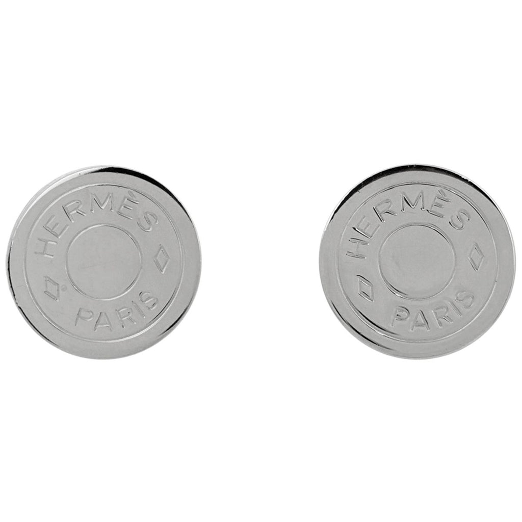 Hermes Series Earrings Coin Round Silver Plated