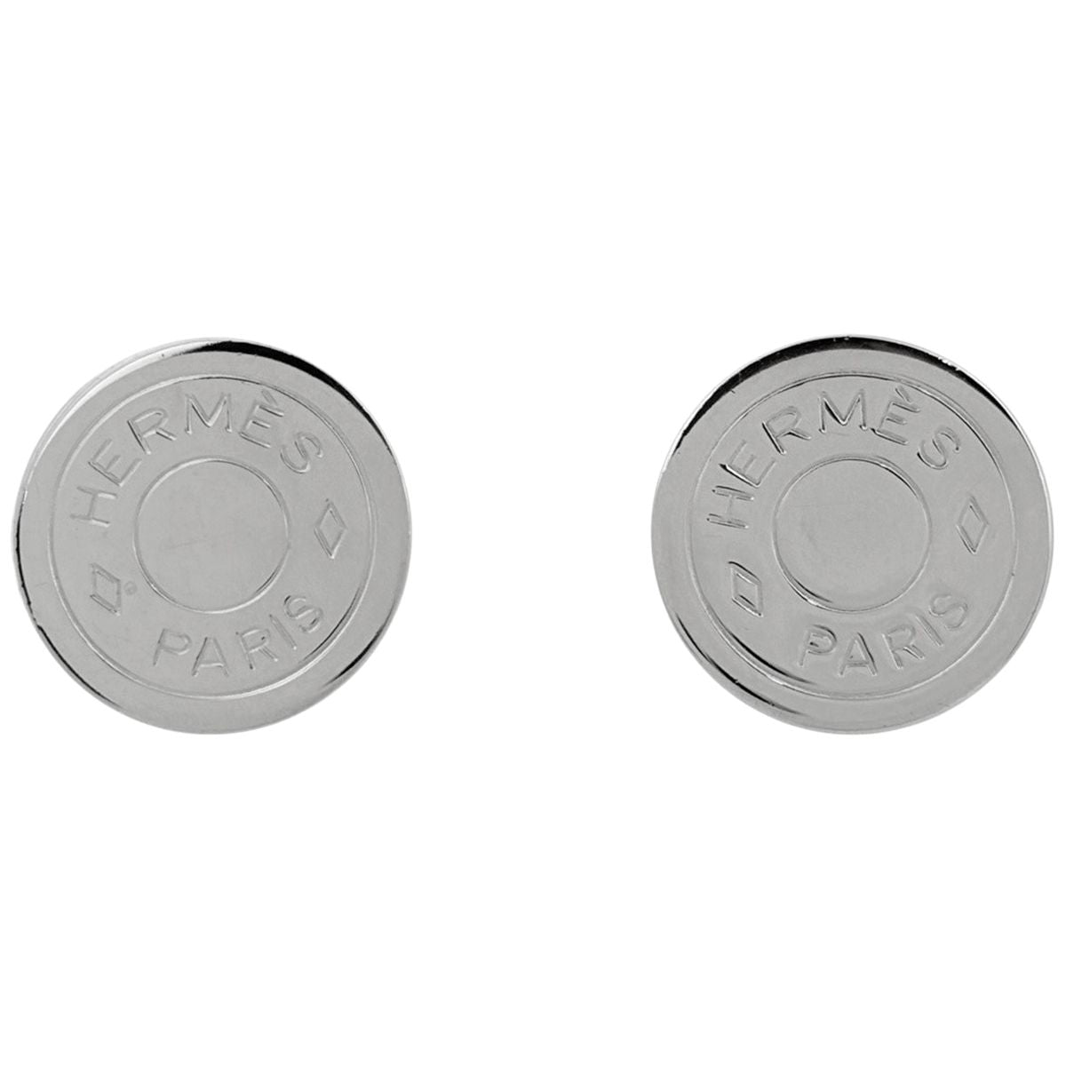Hermes Series Earrings Coin Round Silver Plated
