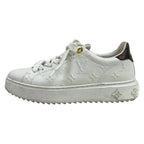 Louis Vuitton Sneakers 36.5 Time Out Line White Dark Brown Leather