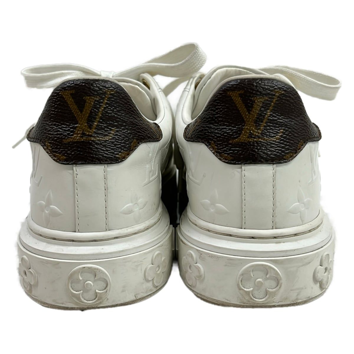 Louis Vuitton Sneakers 36.5 Time Out Line White Dark Brown Leather — view 3