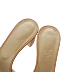 Hermes Oasis Sandals Logo Chunky Heels 37 Brown — view 4