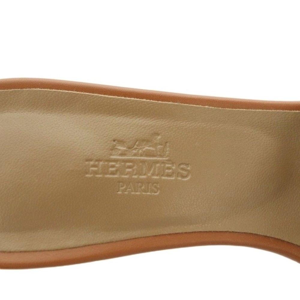 Hermes Oasis Sandals Logo Chunky Heels 37 Brown — view 8