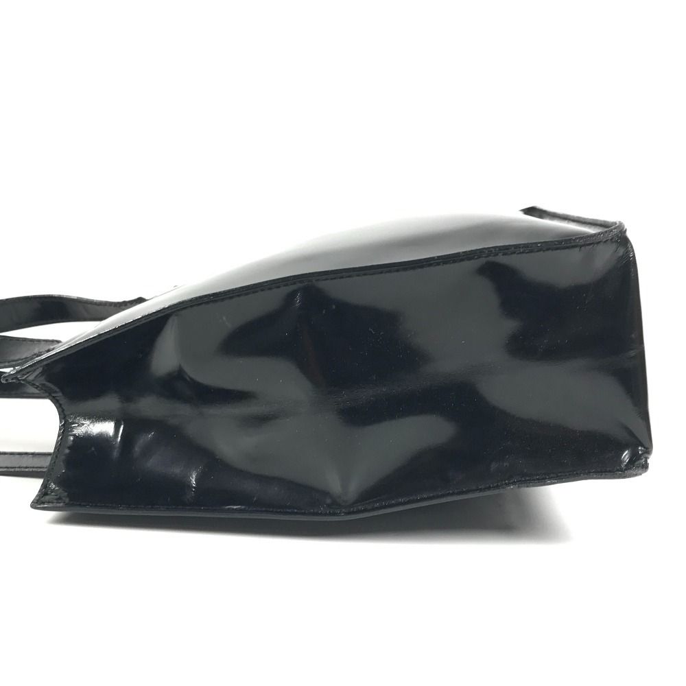 Chanel Shoulder Bag Logo Patent Leather Black — view 3