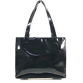 Chanel Shoulder Bag Logo Patent Leather Black
