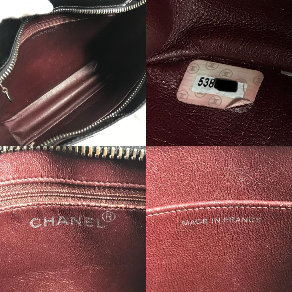 Chanel Shoulder Bag Logo Patent Leather Black — view 9