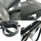 Chanel Shoulder Bag Logo Patent Leather Black — view 8