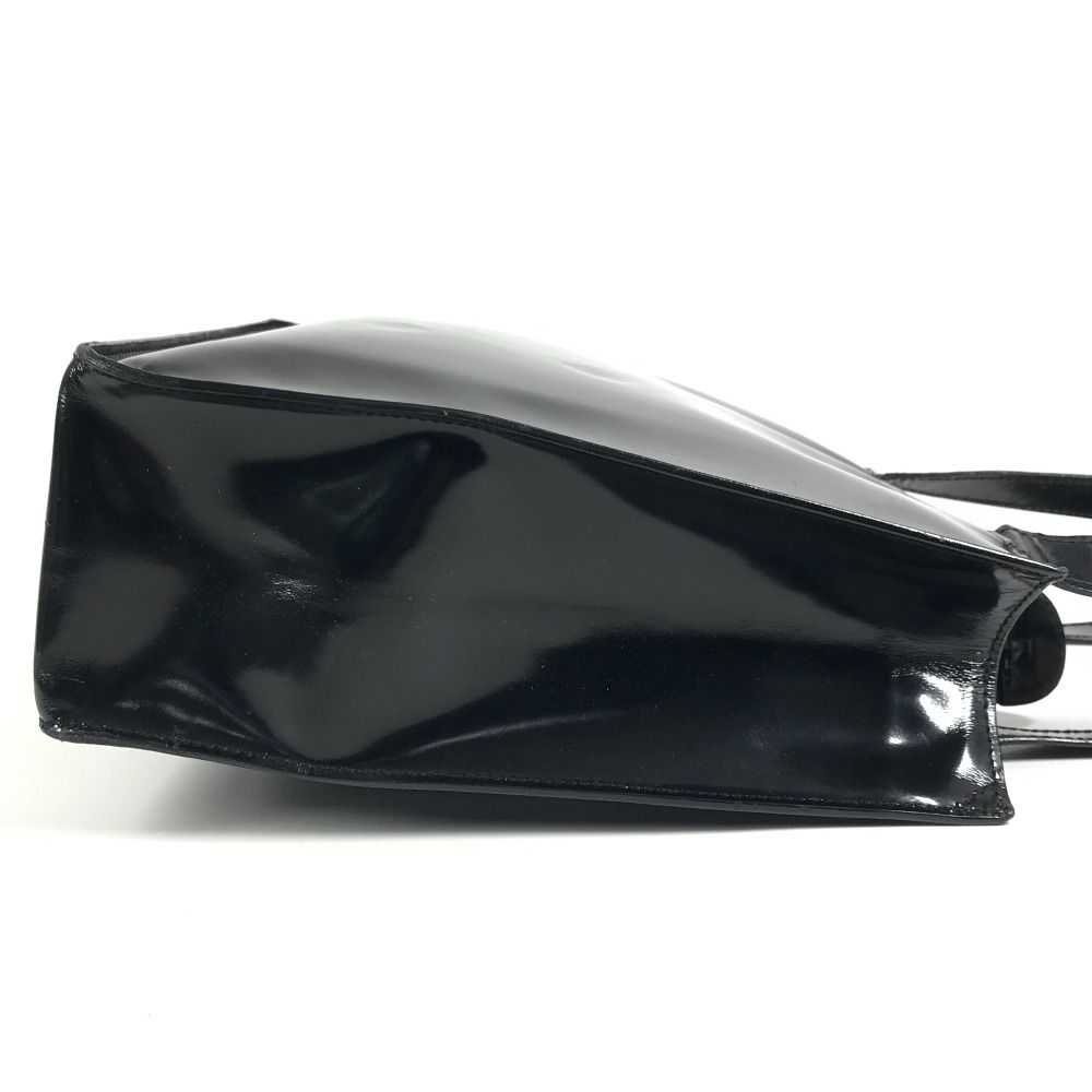 Chanel Shoulder Bag Logo Patent Leather Black — view 4