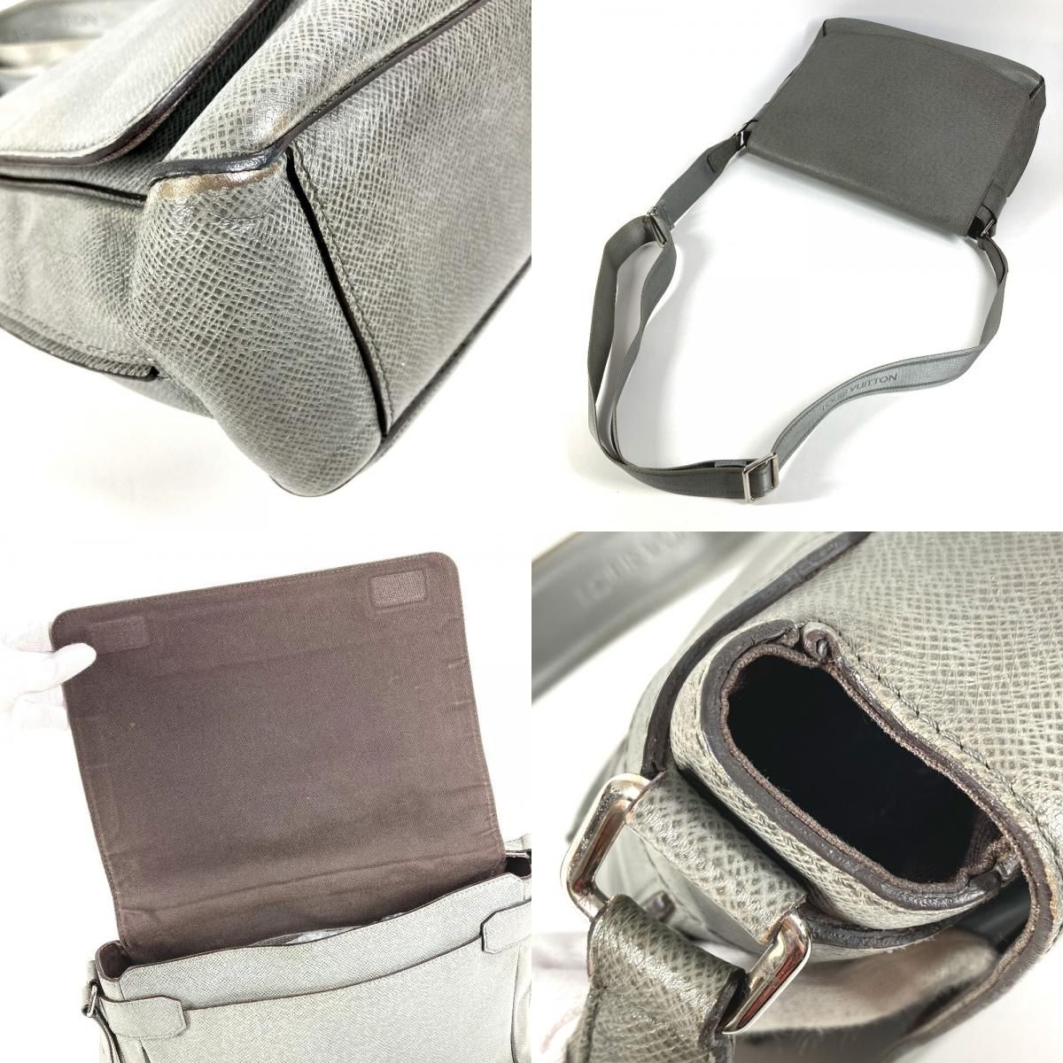 Louis Vuitton Shoulder Bag Roman MM Taiga Leather Glacier Gray — view 7