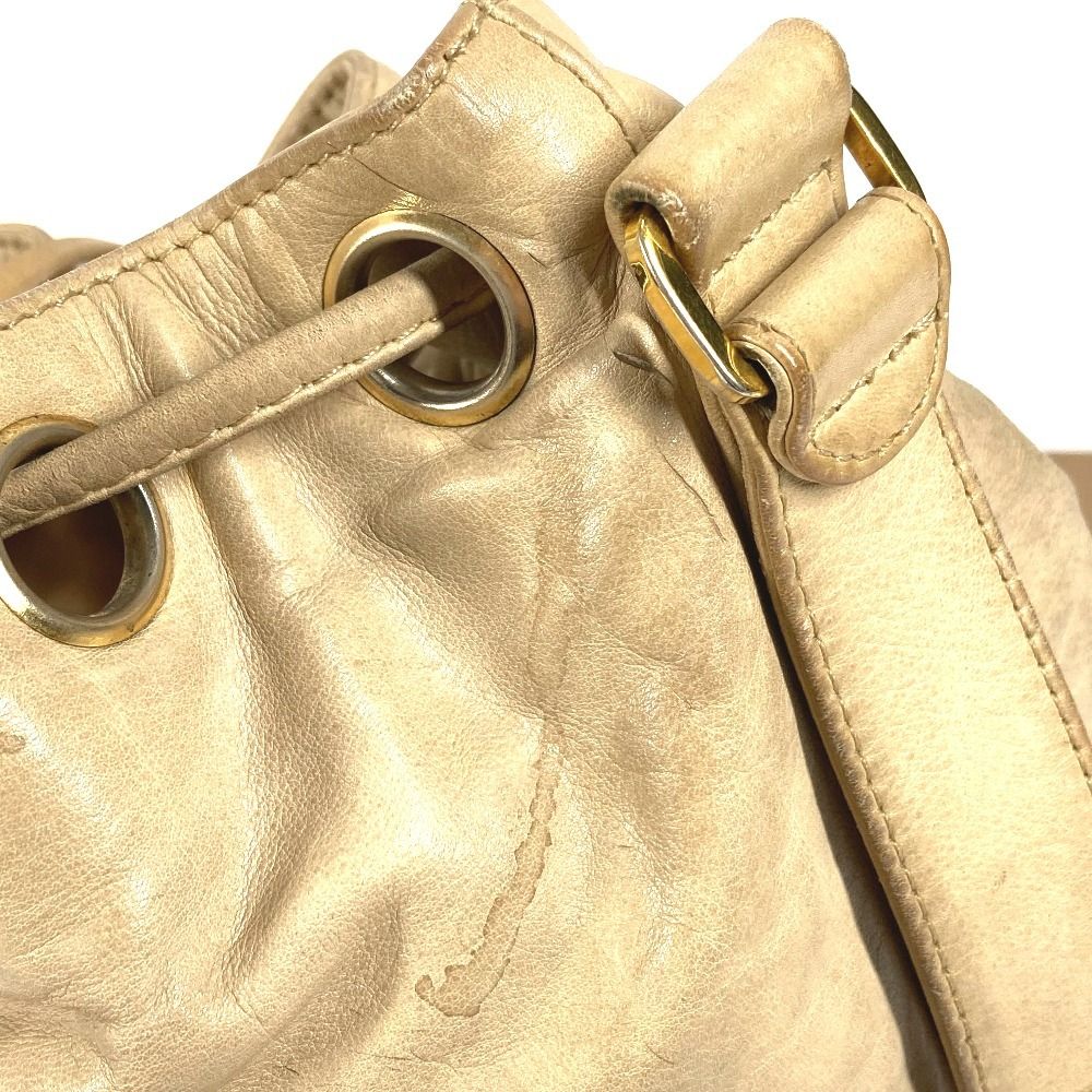 Chanel Shoulder Bag Triple Coco CC Logo Drawstring Leather Beige — view 5