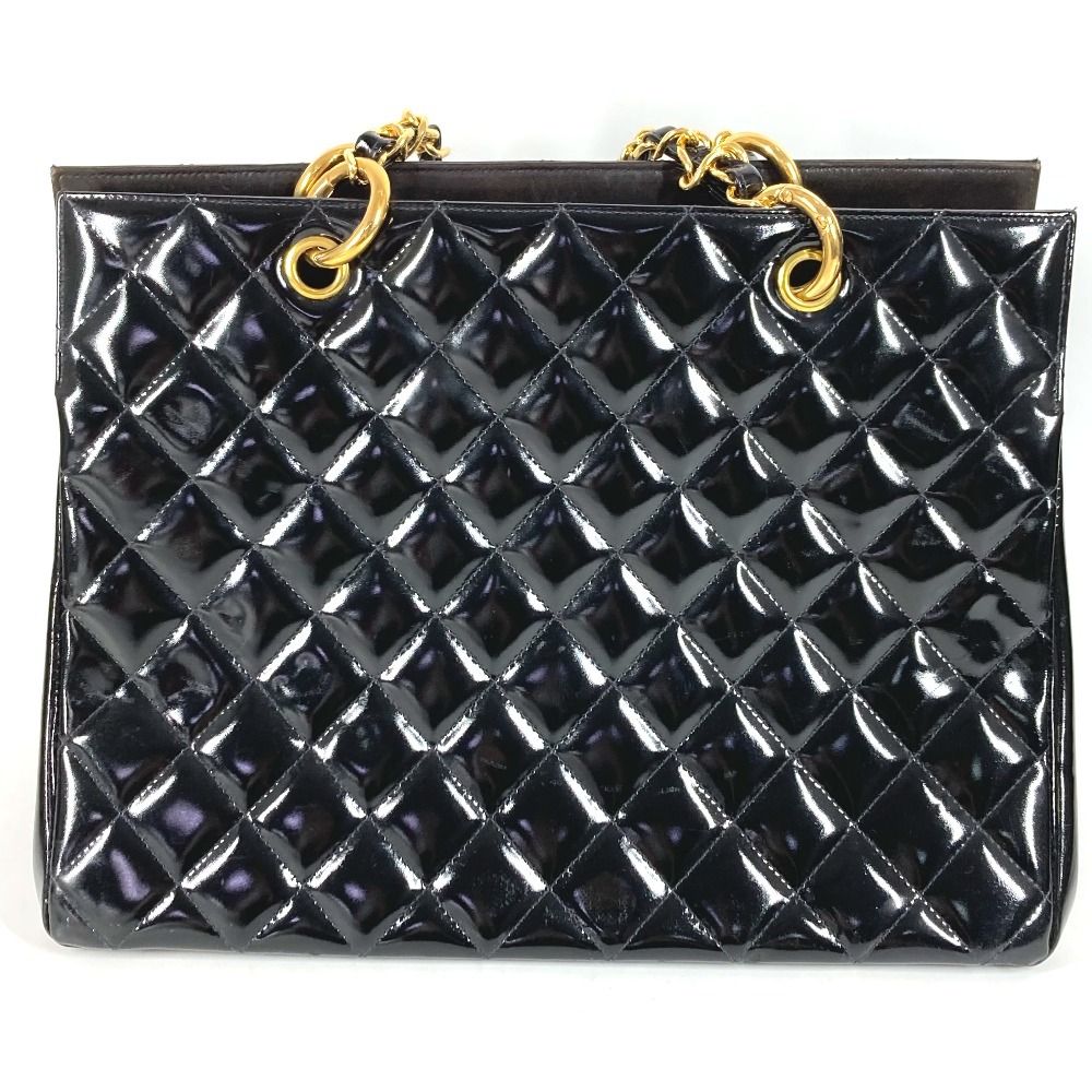 Chanel Handbag Quilted CC Logo Patent Leather Black — view 2