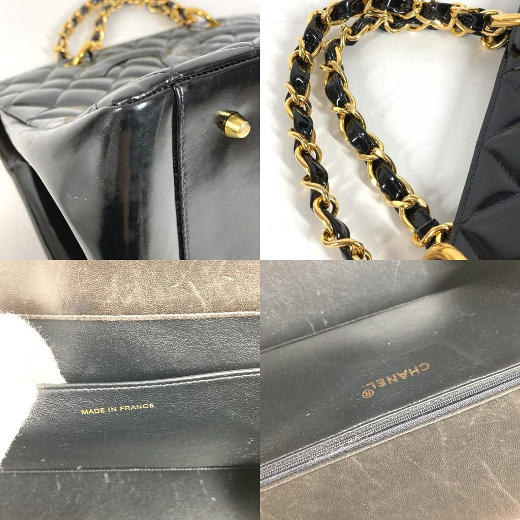 Chanel Handbag Quilted CC Logo Patent Leather Black — view 8