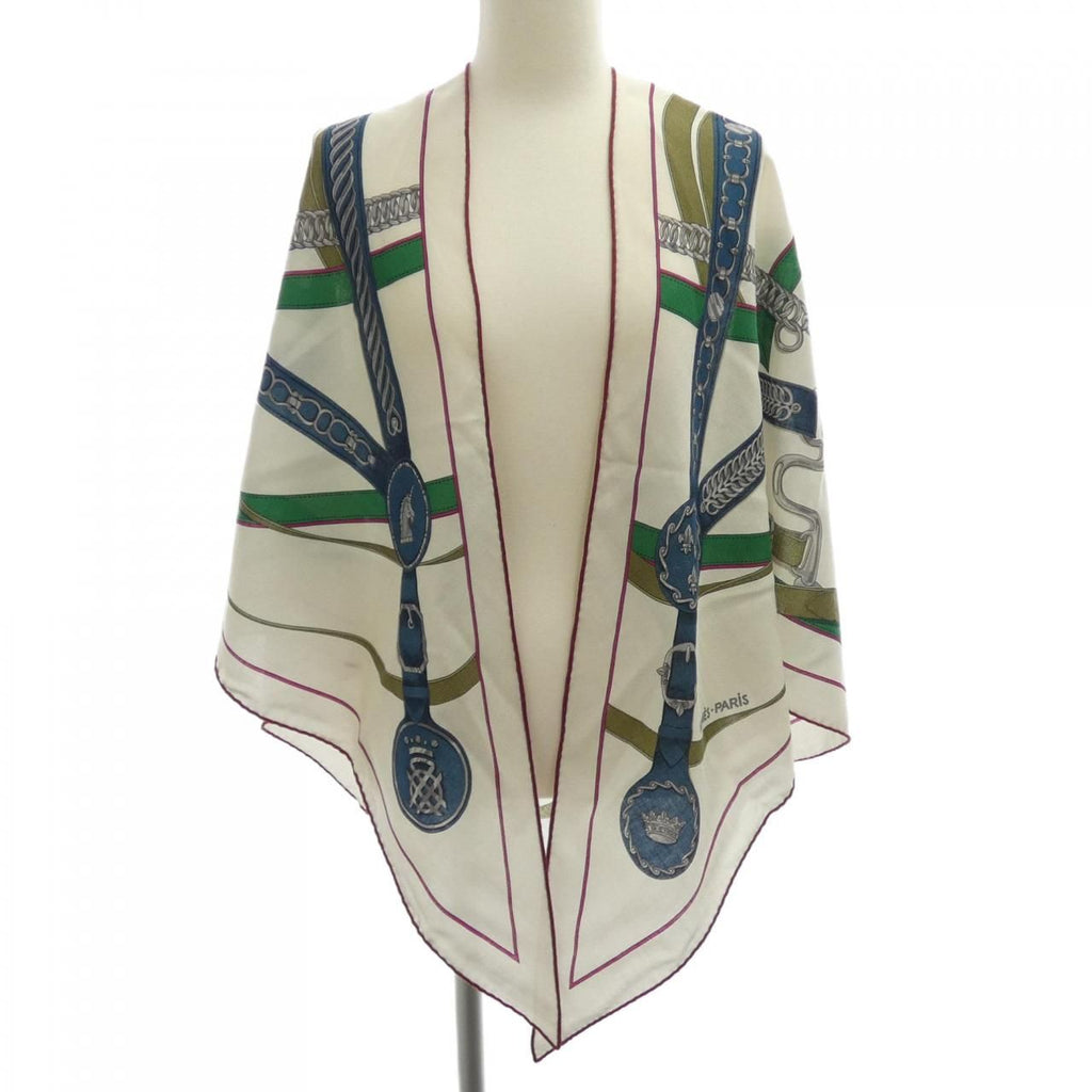 Hermes Morning Walk White M Shawl Scarf